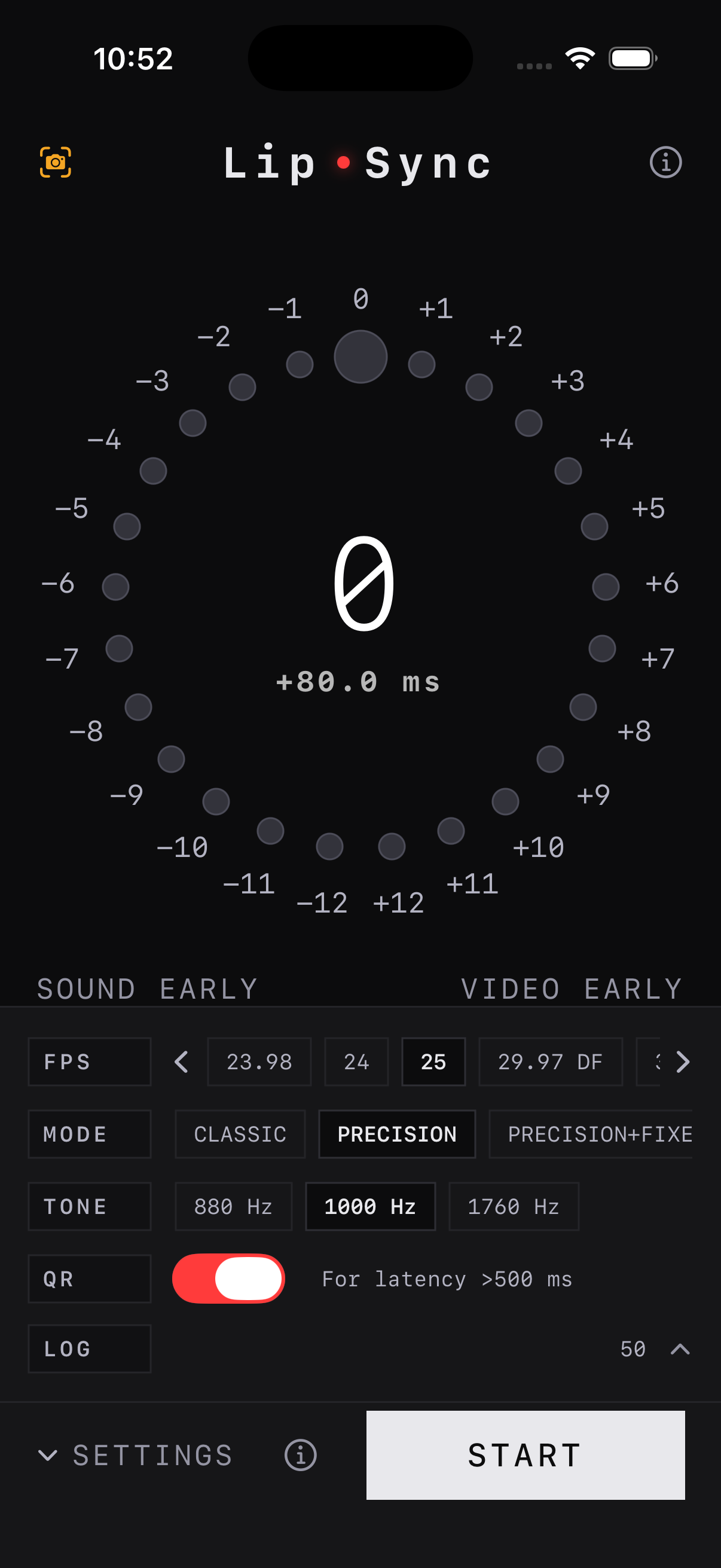 LipSync settings with QR enabled